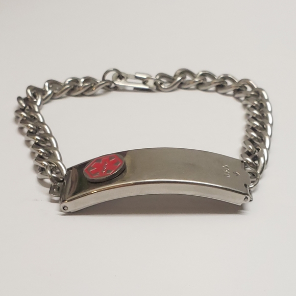 Vintage Medilog ID Bracelet Medi Alert ID Bracelet Red Rod of Asclepius Symbol - Picture 3 of 9